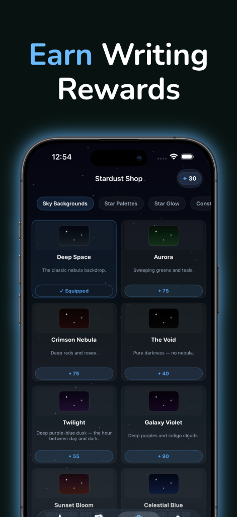 Earn Writing Rewards - Stardust Shop