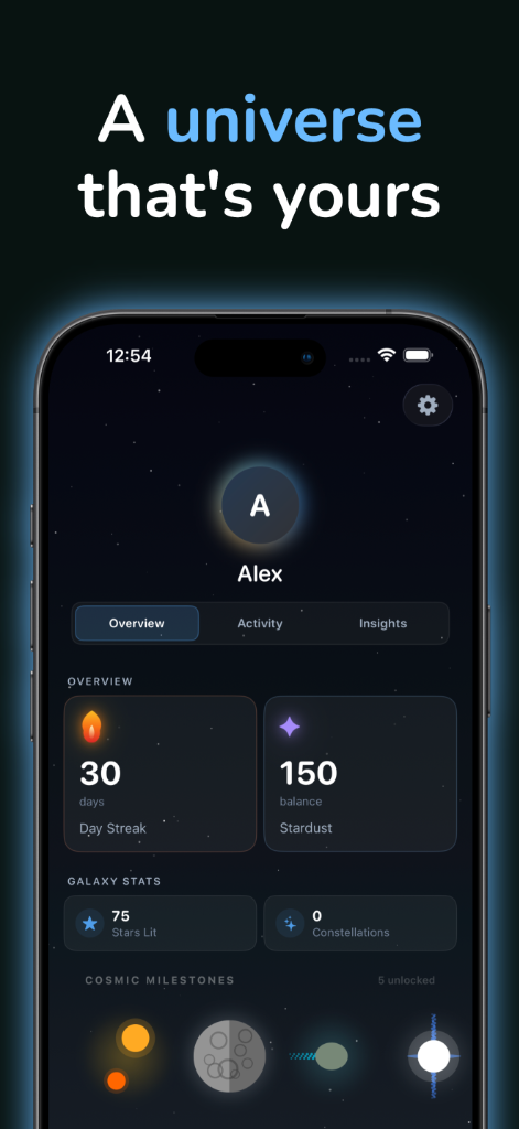 A universe that's yours - Overview, Activity, Insights